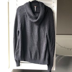Free People Oversized Black Cowl Neck Sweater